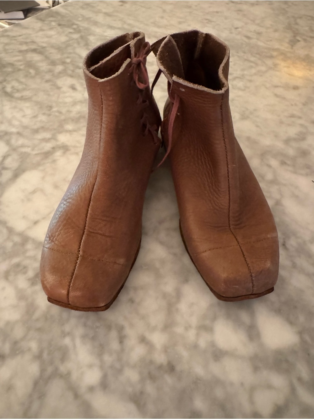 Handmade Brown Leather Ankle Boots - like a Chelsea boot but with a side lace